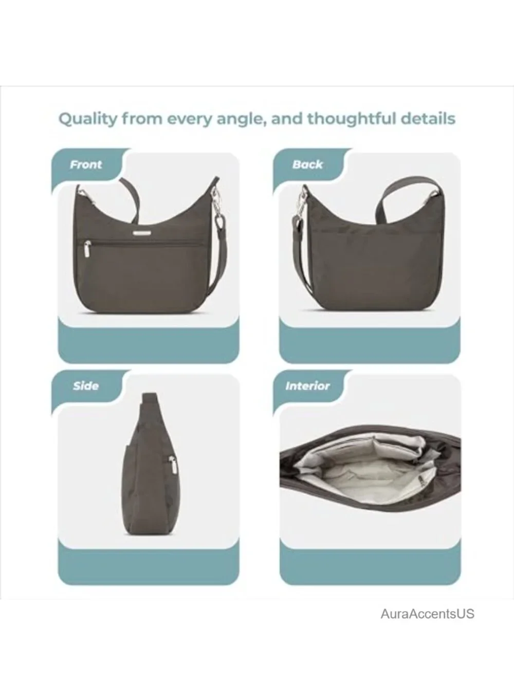 Anti-Theft Slash Resistant Nylon Hobo Bag with RFID Blocking
